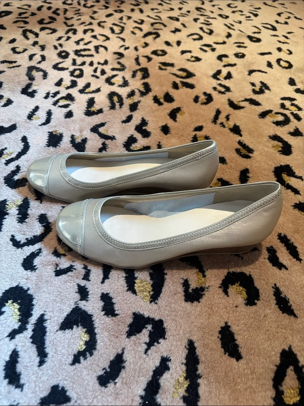 Cole Haan Elsie Cap Toe Wedge in Soft Gold Metallic BNIB